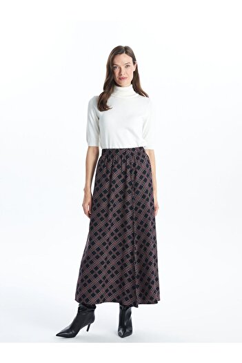 LC Waikiki Lcwk Women's Elastic Waist Patterned Skirt