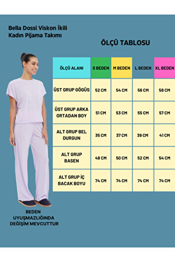 YHGTEKSTİL Bella Dossi Viscose Double Anti-Sweat Comfortable Women's Pajama Set