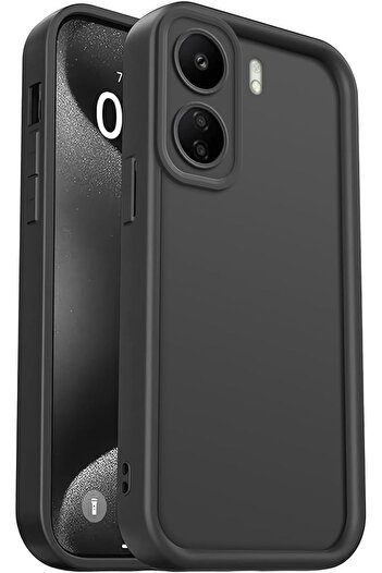 Fibaks Poco C65 Case with Camera Protection Soft Textured Shock Absorbing Black Silicone Cover