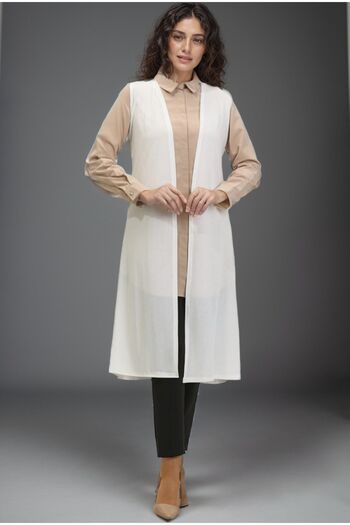 RESPİRO White Long Flowing Plain Vest