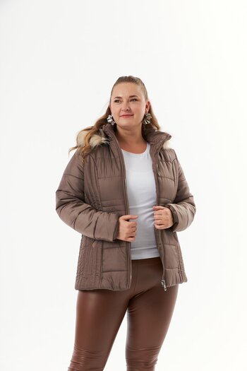 RMG Γυναικείο παλτό Plus Size Hooded Mink Quilted