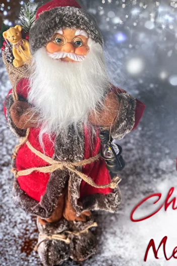 Sole Christmas Ornament Santa Claus - Large Size 45cm Figure, Lantern and Bear Gift Bag