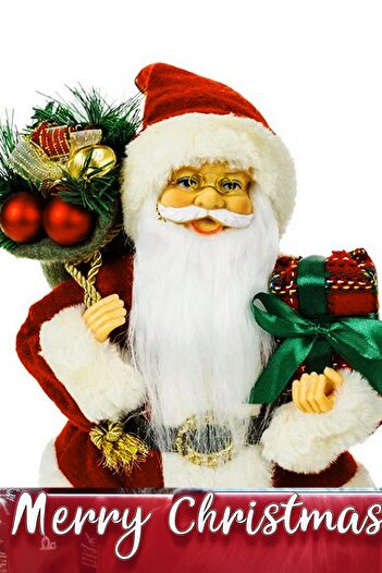 Sole Yılbaşı Süsü Noel Baba Biblo Figür Büyük Boy 32cm -  Hediyeleri ve Çuvalı ile...