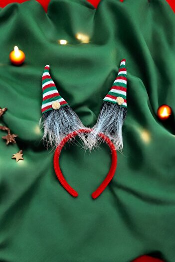 Huzur Party Store Gnome Christmas Crown Red Green Color with Hat Yellow Nose Beard New Year's Dwarf Crown Accessory