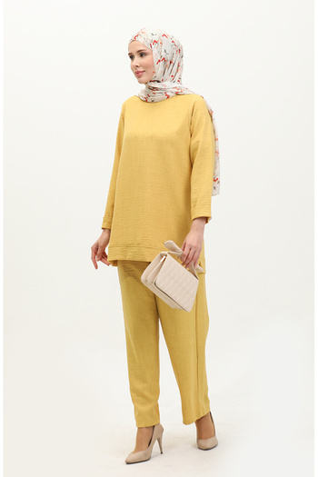 sefamerve Mustard Tunic and Trousers Double Set - 20033-01