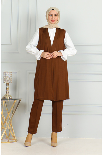 sefamerve Vest Pants Double Suit 20046-07 Tan