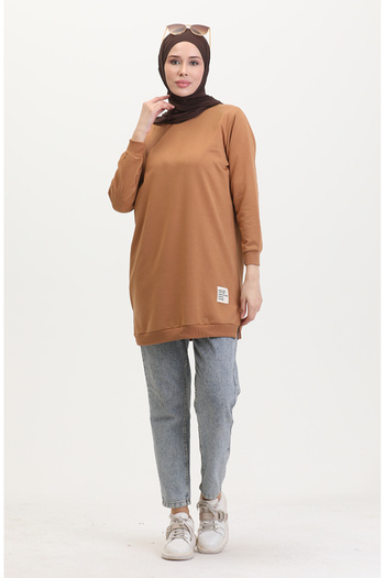 sefamerve Slit Sports Tunic 0529-08 Tan