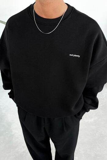 HAFKAGİYİM Μαύρο μινιμαλιστικό φούτερ oversize