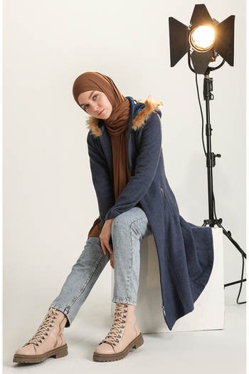 sefamerve 612980 -05 Indigo Fur Stamp Coat