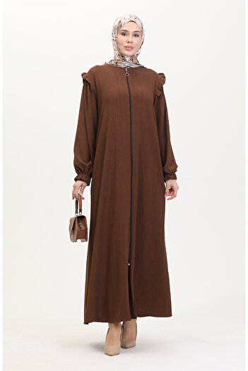 sefamerve Brown Frilly Ferace - 1055-04 Model