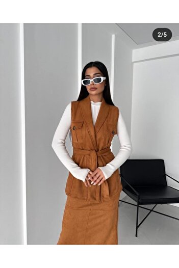 Butik Σετ φούστα σουέτ Merrline Tan