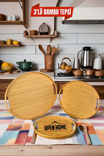 Open Home Concept Set of 3 Bamboo Oval Trays - Serving, Scandinavian and Tea Trays