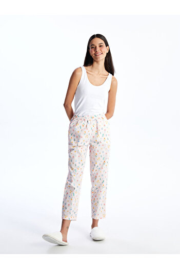 LC Waikiki Pink Patterned Women's Pajama Bottoms with Elastic Waist