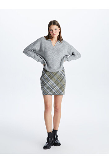 LC Waikiki Patterned Women's Knitted Skirt with Elastic Waist