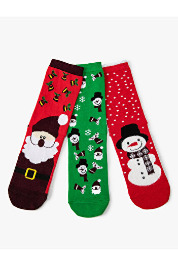 Koton Set of 3 Christmas Socks with Multicolor Pattern