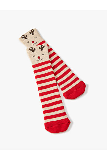 Koton New Year's Themed Deer Printed Socks