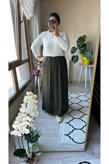 TDYtrendy Giyim Mother's Elastic Waist Winter Steel Neck Stoned Large Size Skirt