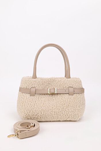 NOTHING Kate - Women's Hand Shoulder Bag with Mini Mink Plush Belt and Adjustable Strap