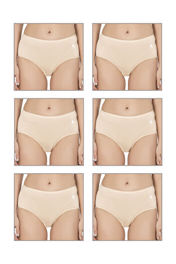 ÖZKAN underwear Özkan 23922 6 قطع من سراويل باتو النسائية القطنية المرنة الناعمة عالية الخصر