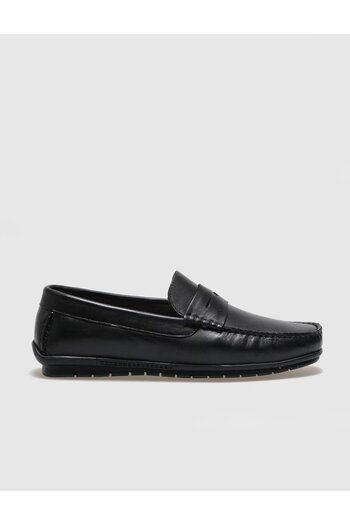 Cabani Genuine Leather Black Belted Men's Casual Shoes