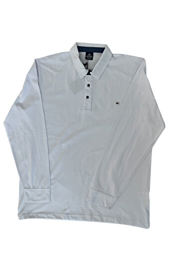 lacaton Men's Large Size Polo Collar with Butty Embroidery on the Chest