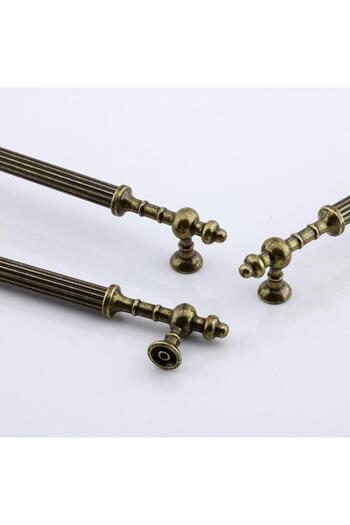 Badem10 Kader Eskitme Antik Sarı Metal 192 Mm Mobilya Mutfak Çekmece Dolabı Dolap Çekme Kulpu Kulbu