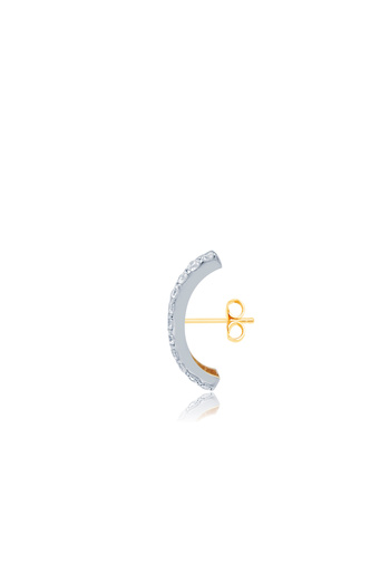 Diamond Line-Gülaylar 14 Ayar Sarı-beyaz Altın Earcuff Kıkırdak Küpe