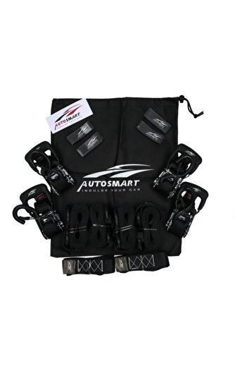 AUTOSMART 4-Piece Durable Soft Loop Ratchet Strap Set 1.5inch x 8ft