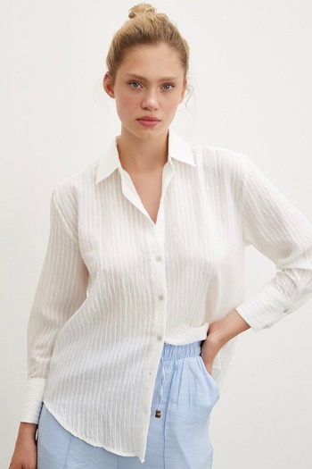 Never more White Striped Shirt