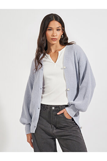 Styli Oversized Longline Buttoned Cardigan