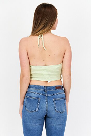 Steve Madden Women V-Neck Sleevless Plain Top, Green