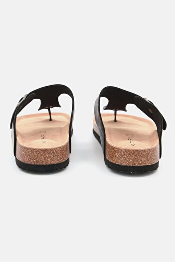 Tahari Men Slip On Synthetic Leather Cork Sandals, Navy Blue HB