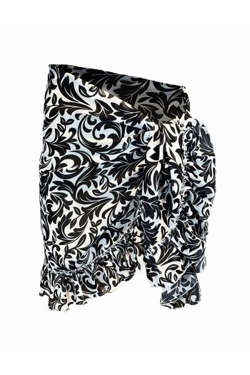 Bolder Frida Black and White Floral Pattern Short Ruffle Pareo