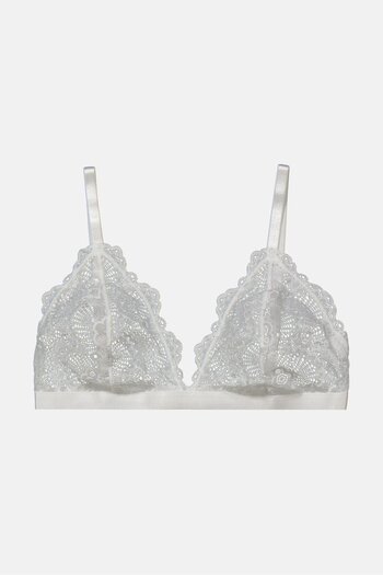 Asos Design Women Textured Lace Non Padded Bust Triangle Bra, White