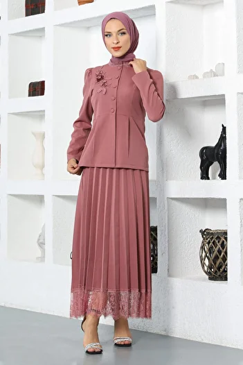 Modamihram Κοστούμι με φούστα με δαντέλα, Dusty Rose 17100
