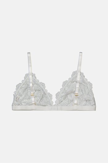 Asos Design Women Textured Lace Non Padded Bust Triangle Bra, White