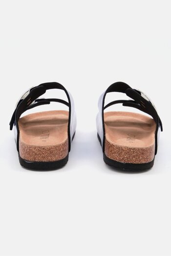 XOXO Women Slip On Cork Slides, Metallic Blue