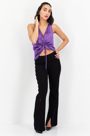 Asos Design Women V-Neck Sleeveless Plain Top, Purple