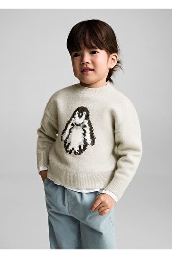 MANGO Baby Penguin Embroidered Knit Sweater