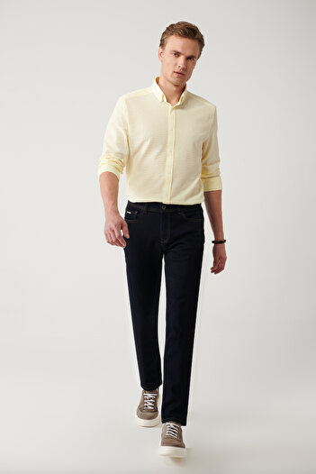 Avva Erkek Lacivert Rinse Yıkamalı Tütün Dikişli Esnek Berlin Slim Fit Jean Pantolon A41Y3511