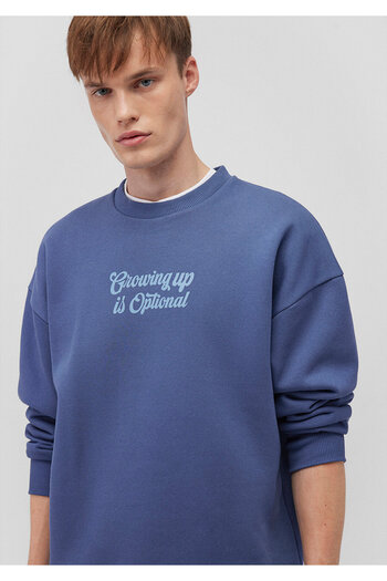 Mavi Sırt Baskılı Mavi Sweatshirt 0S10269-87737