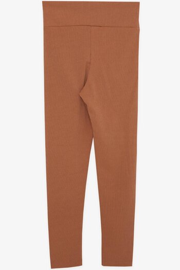 Breeze Girl's Tights Ribbed Embroidered 8-14 Years, Light Brown