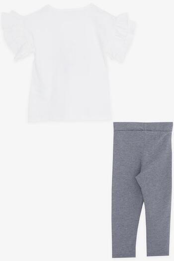 Breeze Ecru Capri Suit for 5-10 Years Old Girl - Text Printed and Ruffled Sleeves