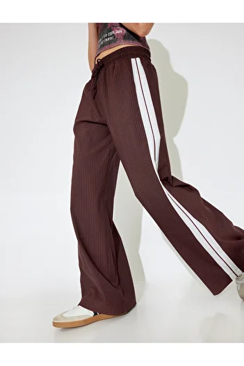 Koton X İnji - Wide Leg Trousers with Tie Waist and Pocket Detail Tracksuit Pants