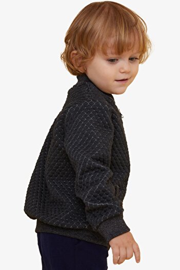 Breeze Boy's Cardigan - Zippered, Anthracite, 2-6 Years