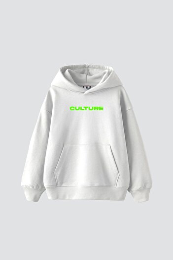 Sekizbiraltı Culture Ethnic Printed Oversize Unisex Premium White Hoodie