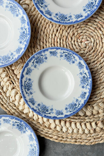 porselenden Antique Baby Blue 6-Piece Premium Porcelain Tea Plate Set - 11 cm 4026
