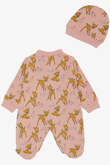 Breeze 0-6 Months Baby Girl Jumpsuit - Dried Rose with Booties, Forest Theme, Cheerful and Gazelle Pattern