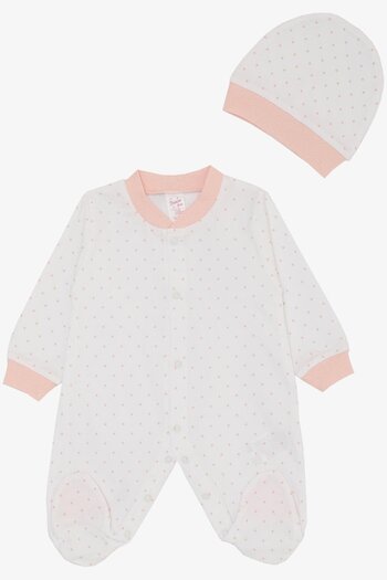 Breeze White Baby Girl Jumpsuit - With Booties, Little Polka Dot Pattern, 0-6 Months