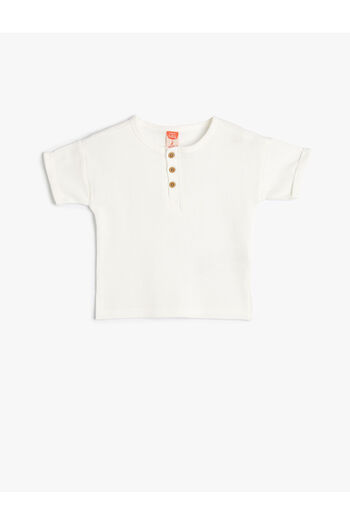 Koton Basic T-Shirt Ribbed Short Sleeve Crew Neck Cotton